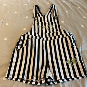 Beetlejuice stripe shortalls overall shorts small